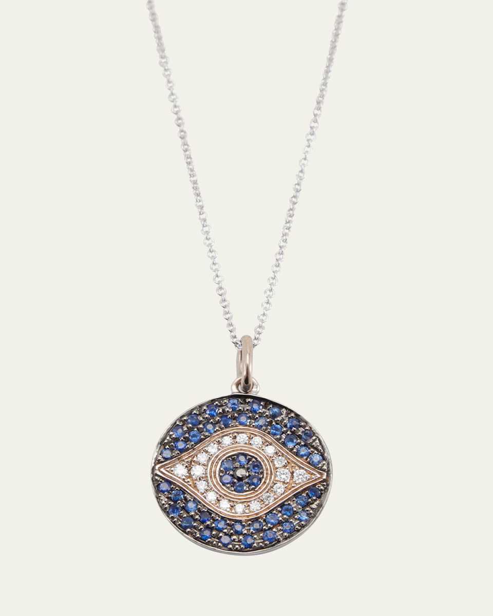 Little Dawn Blue Sapphire and Diamond 18K White Gold Necklace
